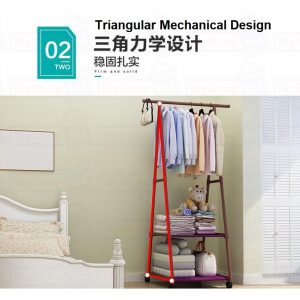 Double Pole Adjustable Stainless Steel Cloth Hanger Rack Rak Baju
